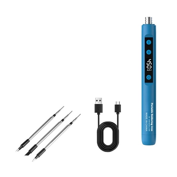 Osfvolr Wireless Welding Tool USB Digital Display Soldering Iron DIY Home Rapid Heating Soldering Repair Soldering Iron Kit Blue