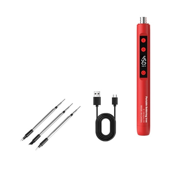 Osfvolr Wireless Welding Tool USB Digital Display Soldering Iron DIY Home Rapid Heating Soldering Repair Soldering Iron Kit Red