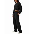 thumbnail image 1 of Osfvolr Women 2 Piece Outfits Sweatsuit Set Twist Front Cropped Sweatshirt Wide Leg Sweatpant Lounge Set Black XXL, 1 of 6