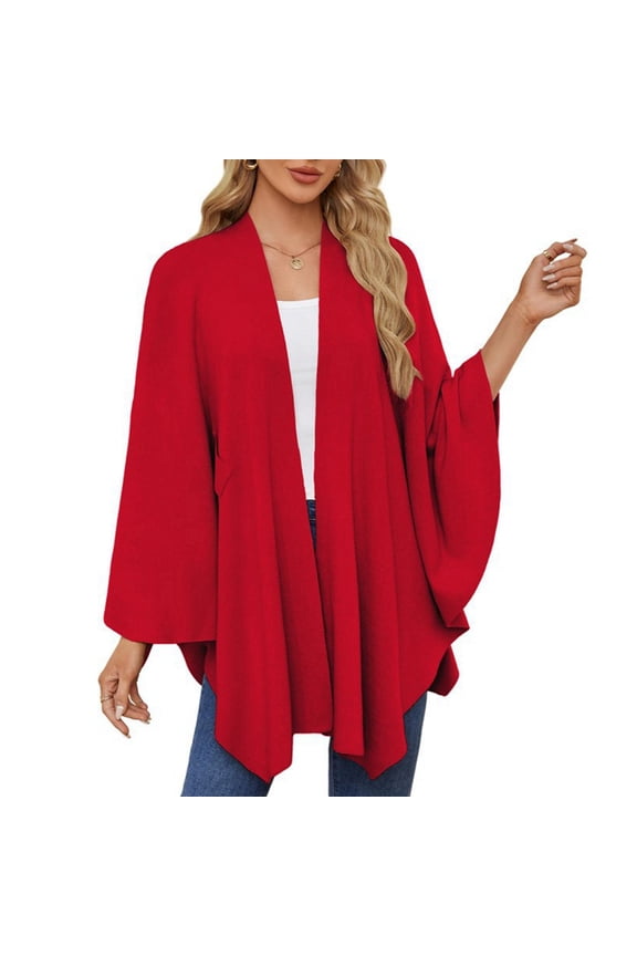 Women'S Elegant Shawl Wraps Soft Open Front Poncho Sweater for Spring Fall Winter  Size