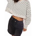 thumbnail image 1 of Osfvolr Women'S Oversized Polka Dot Knit Sweater Casual Loose-Fit Pullover for Fall and Winter White L, 1 of 4