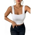 thumbnail image 1 of Osfvolr Women'S Sexy Sleeveless Skinny Basic Strappy Crop Tank Tops 2025 White L, 1 of 5