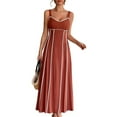 thumbnail image 1 of Osfvolr Women'S Striped Maxi Dress Spaghetti Strap Cut Out Flowy Long Dress Brick Red XL, 1 of 6