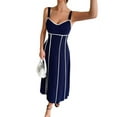 thumbnail image 1 of Osfvolr Women'S Striped Maxi Dress Spaghetti Strap Cut Out Flowy Long Dress Navy Blue XL, 1 of 5