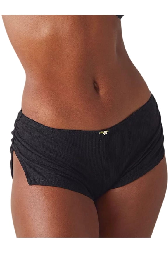 Women'S Y2k Micro Shorts Low Waist Side Slit Boyshort Slim Booty Shorts Lounge Pj Bottom