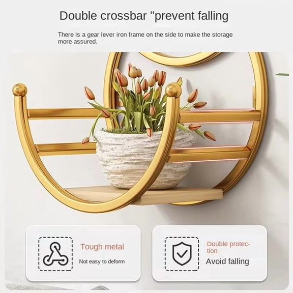 Osfvolr Wrought Iron Balcony Wall-Mounted Flower Stand - Restaurant Wall Flower Rack, Plant Storage Shelves for Living Room