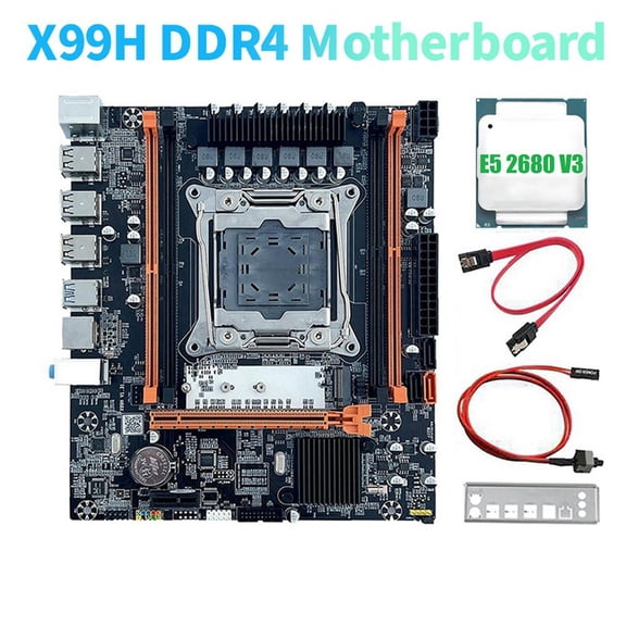 Osfvolr X99H Motherboard+E5 2680 V3 CPU B85 LGA2011-3 4X DDR4 REG ECC RAM Slots M.2 PCIE SATA3.0 X99 Desktop Motherboard
