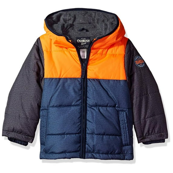 Osh Kosh Boys 4-7 Heavyweight Colorblock Puffer Coat(Orange 5/6)
