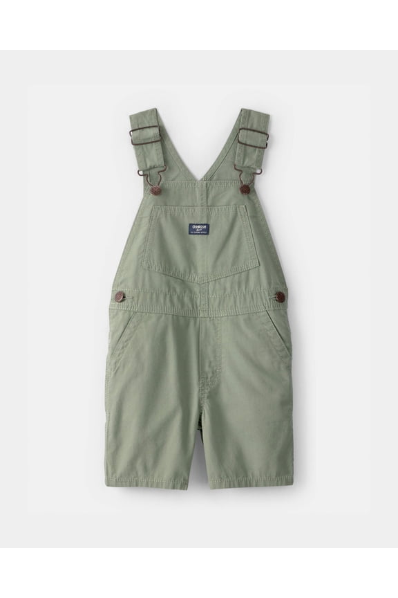 OshKosh Toddler Boy Canvas Shortall  6M, Comfortable & Stylish Olive Green Jumpsuit with Adjustable Straps for Casual Play and Outings