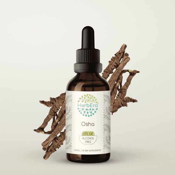HerbEra Osha Tincture, Herbal Dietary Supplement for Respiratory Support, Osha (Ligusticum porteri) Dried Root Extract, Natural, Alcohol-Free, Drops 2 oz