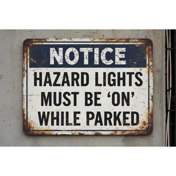 Osha Notice Sign: Hazard Lights Must Be On While Parked Metal Sign 8"x12"Indoor/outdoor Use For Home & Office Vintage Signs Aluminum Plates Printed