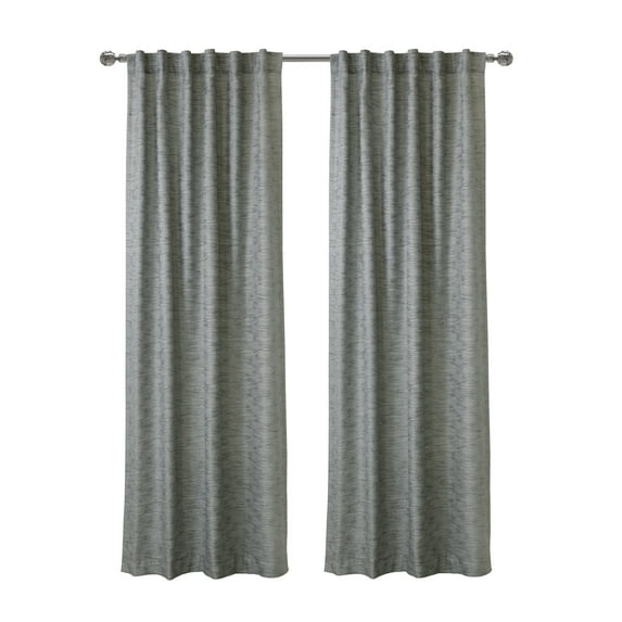 Oshawa Light-Filtering Opulant Textured Monotone Slub Dual Header Curtain Panel 52" x 108" in Grey