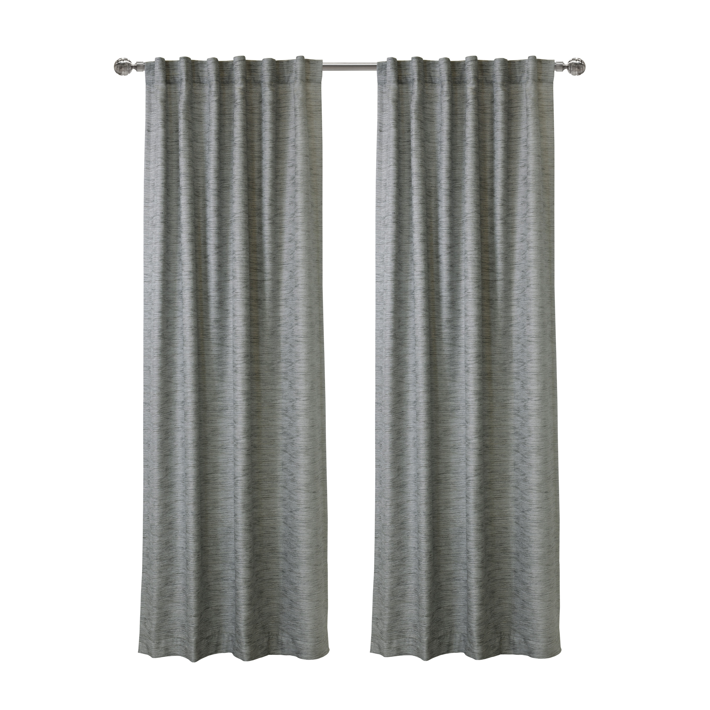 Oshawa Light-Filtering Opulant Textured Monotone Slub Dual Header Curtain Panel 52" x 95" in Grey