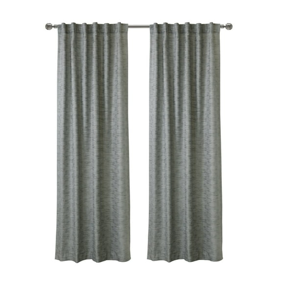 Oshawa Light-Filtering Opulant Textured Monotone Slub Dual Header Curtain Panel 52" x 95" in Grey