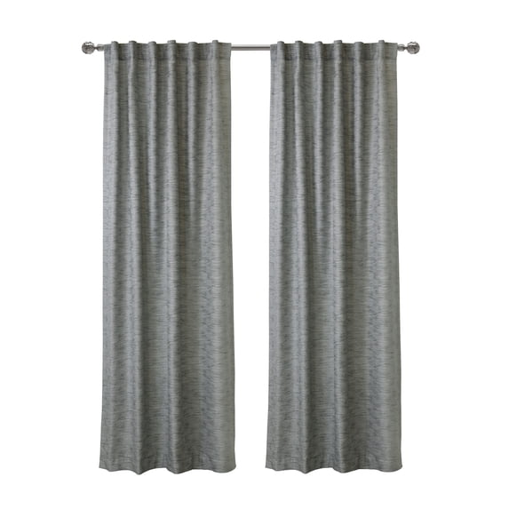 Oshawa Light-Filtering Opulant Textured Monotone Slub Dual Header Curtain Panel 52" x 95" in Grey
