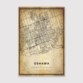 Oshawa Ontario Map Print: Modern Vintage Wall Artfor Living Room Bedroom Office Farmhouse Neutral Home Artwork Ready to Hang 8x12 inch