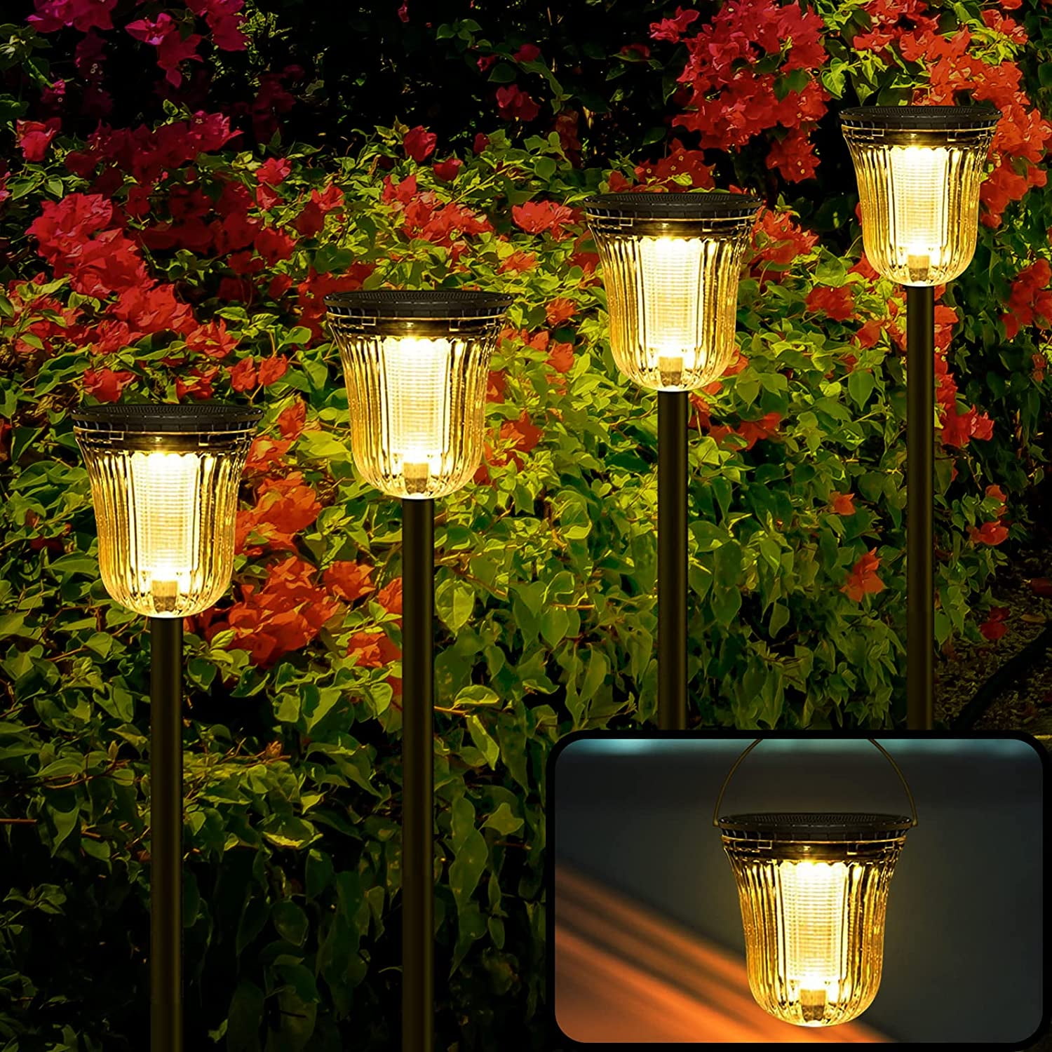 Oshine Pack Solar Pathway Lights Outdoor 200 Lumens LED Landscape Path Lights  Solar Walkway Back Yard Lights 12Hrs Long Lasting IP65 Waterproof for Garden  Lawn Patio (Warm/White Light)