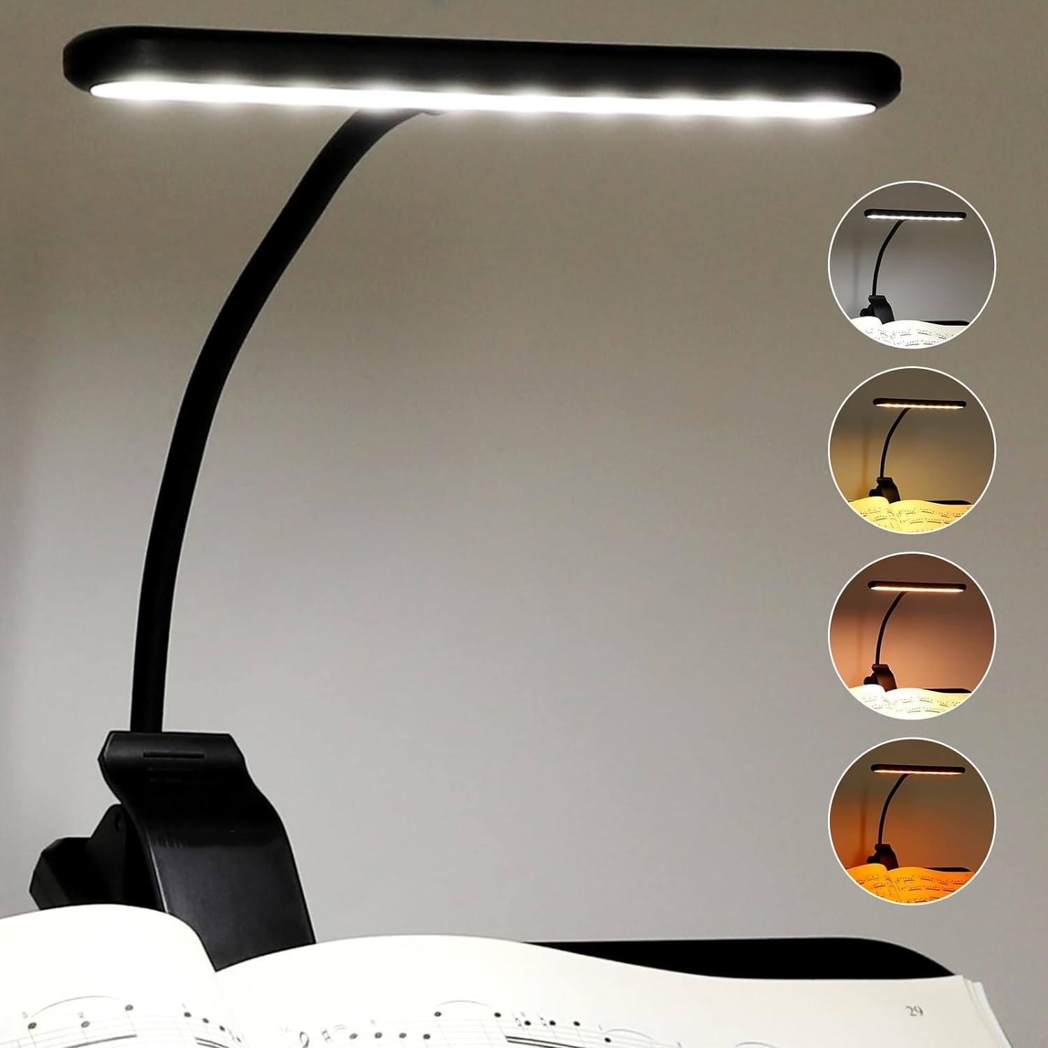 9 LED Rechargeable Book Light, Eye Caring 3 Color Temperatures,80 Hours  Runtime Small Lightweight Clip On Book Reading Light for Kids,Studying 