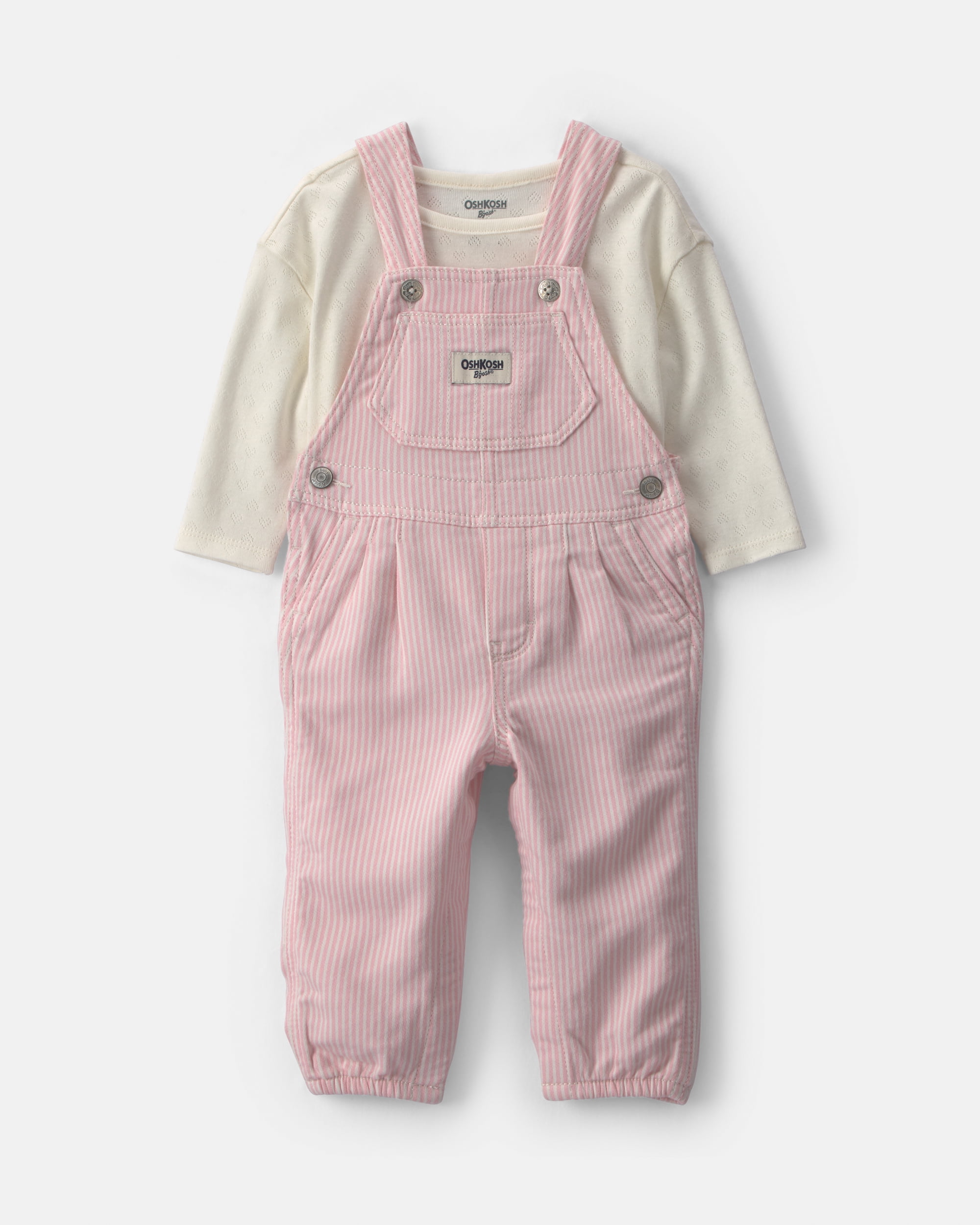 Oshkosh B'gosh Baby Girl Overall and Top Outfit Set, 2-Piece, Sizes 3 - 24 Months