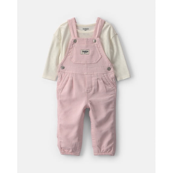 Oshkosh B'gosh Baby Girl Overall and Top Outfit Set, 2-Piece, Sizes 3 - 24 Months