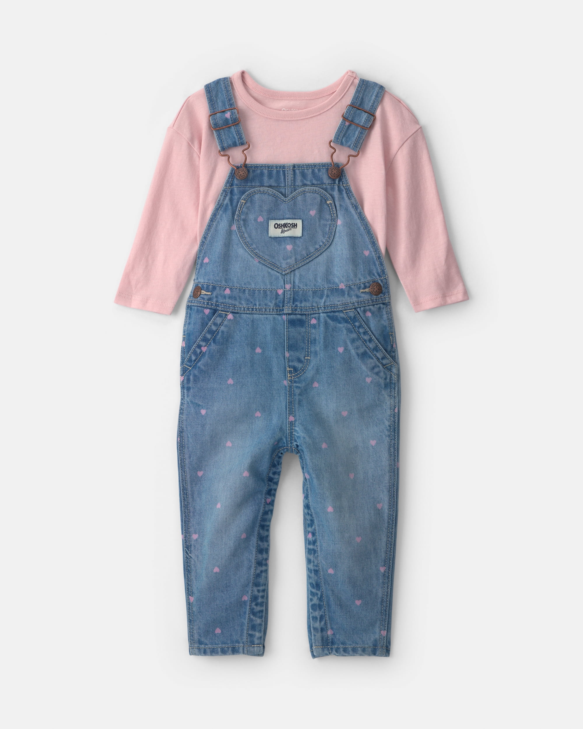 Oshkosh B'gosh Baby Girl Overall and Top Outfit Set, 2-Piece, Sizes 3 - 24 Months