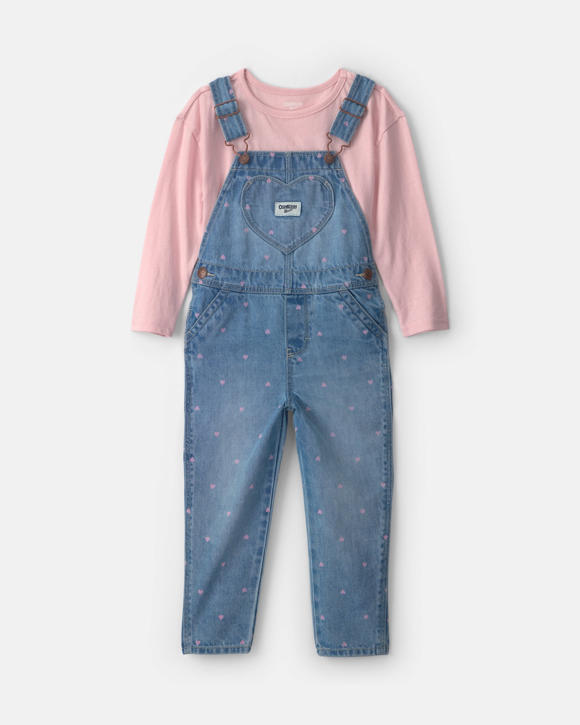 Oshkosh B'gosh Toddler Girl Overall and Top Outfit Set, 2-Piece, Sizes 2T - 5T