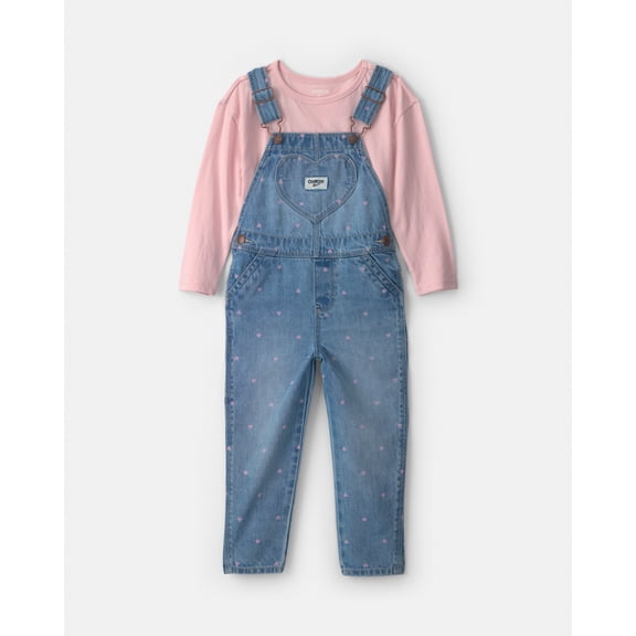 Oshkosh B'gosh Toddler Girl Overall and Top Outfit Set, 2-Piece, Sizes 2T - 5T