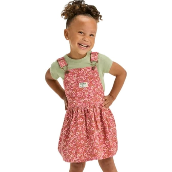 Oshkosh B'gosh Toddler Girls Floral Printed Corudory Skirtall Dress - Pink 5T