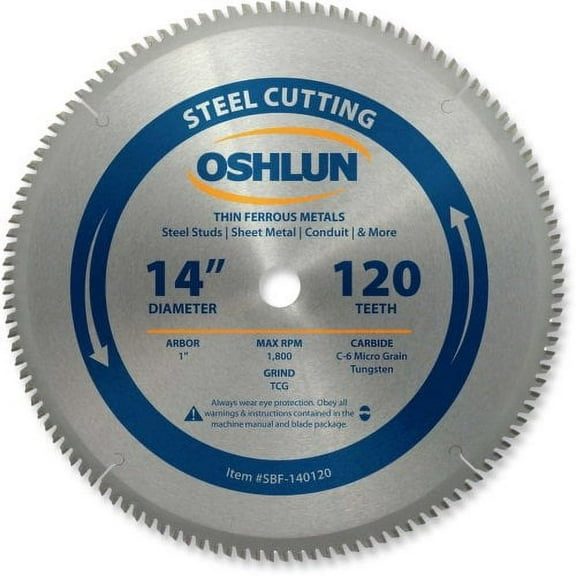 Oshlun SBF-140120 14in 120-Tooth Steel Cutting Circular Saw Blade