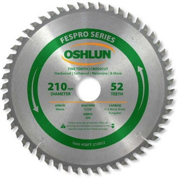 Oshlun SBFT-210052 FesPro Crosscut ATB Saw Blade, 210mm x 52T