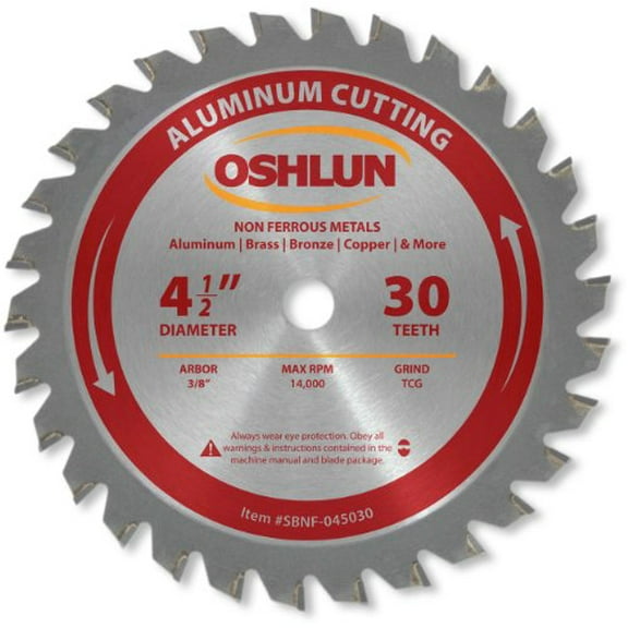 Oshlun SBNF-045030 4-1/2in 30 Tooth Aluminum Cutting Circular Saw Blade 3/8in Arbor