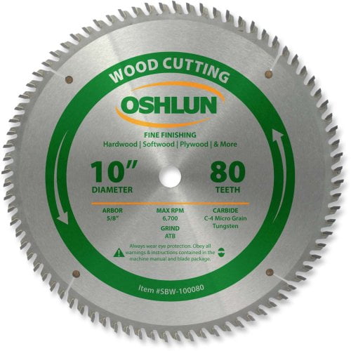 Oshlun SBW-100080 10in 80-Tooth Wood Cutting Circular Saw Blade