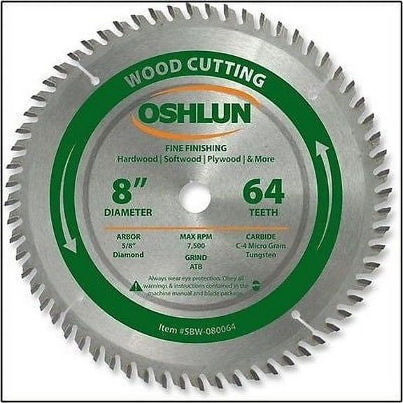 oshlun sbw-080064 8" x 64t x 5/8" diamond arbor saw blade