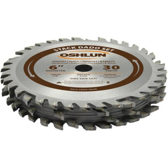 Oshlun SDS-0630 6-Inch 30 Tooth Stack Dado Set with 5/8-Inch Arbor