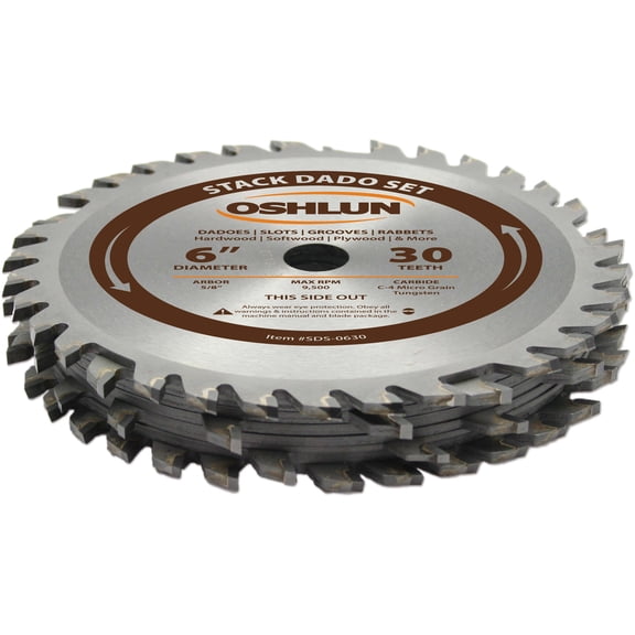 Oshlun Sds-0630 6-Inch 30 Tooth Stack Dado Set With 5/8-Inch Arbor