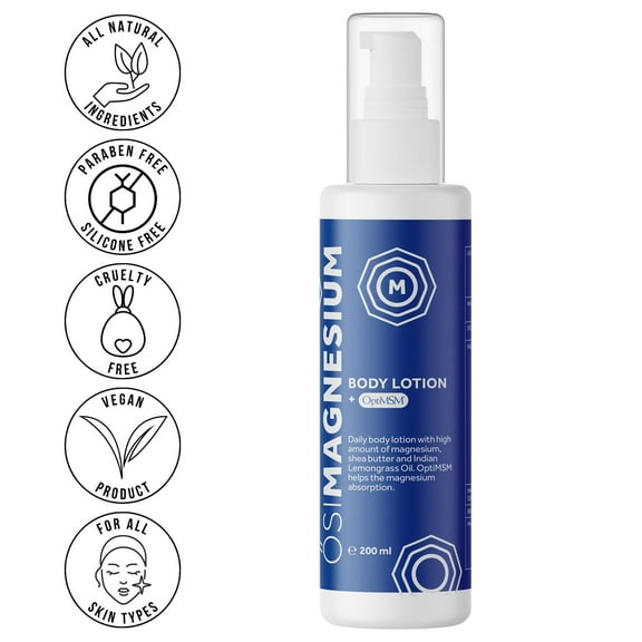 Osi Magnesium Body Lotion + OptiMSM + Lemongrass - 6.76oz for All Skin Types