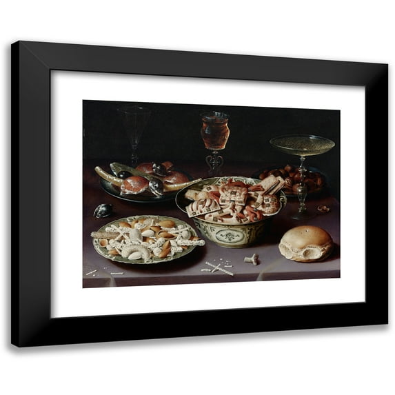 Osias Beert the Elder 18x14 Black Modern Framed Museum Art Print Titled - A Still Life of Porcelain Vessels Containing Sweets