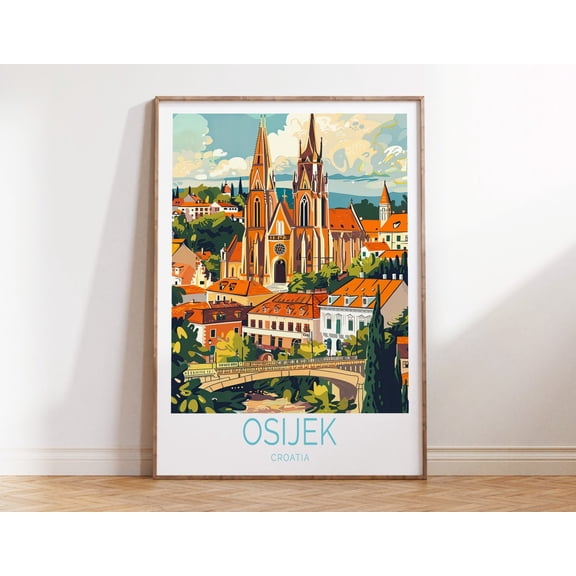 Osijek Croatia Scenic Drava River Wall Art, Unframed Paper Print Size 8x12