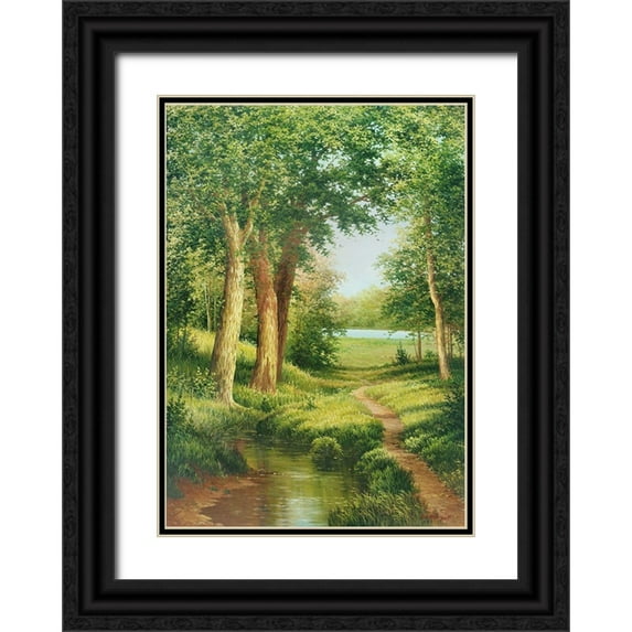 Osipova, Svetlana 24x32 Black Ornate Wood Framed with Double Matting Museum Art Print Titled - THE GREEN MAY