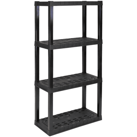 Oskar 4-Tier Heavy Duty Shelving Unit, W30 x D14 x H57" Multipurpose Organizer for Home Storage, Black