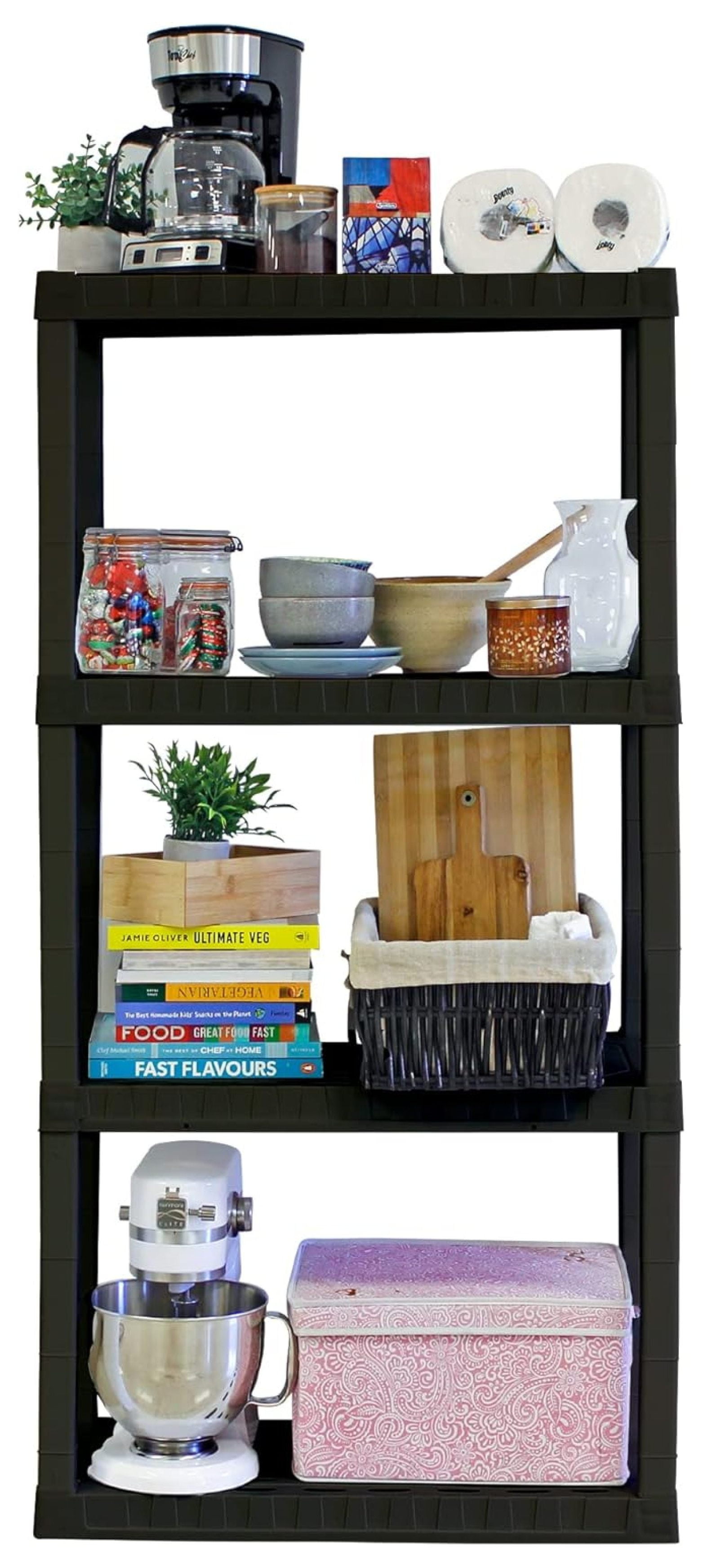 Oskar 4 Tier Plastic Shelf, Garage Shelving Unit, Rack and Storage