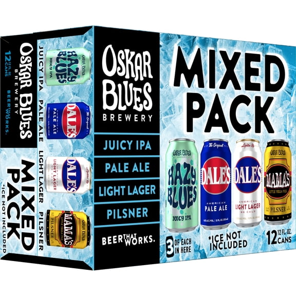 Oskar Blues Mixed Pack Craft Beer, 12 fl oz 12 Pack Cans, 6% ABV