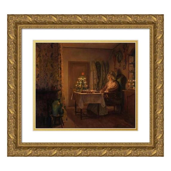 Oskar Freiwirth-Lützow 14x12 Gold Ornate Wood Frame and Double Matted Museum Art Print Titled - Christmas