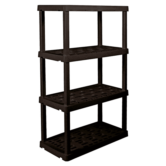 Oskar Plastic Storage Shelves Garage Shelving Unit 4-Tier 56"H x 17.75"D x 36"W Black 500 lb Total Capacity