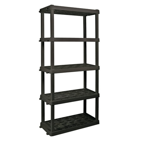 Oskar Large 5-Tier Interlocking Shelving Unit, W36 x D18 x H74" Multipurpose Organizer, Black