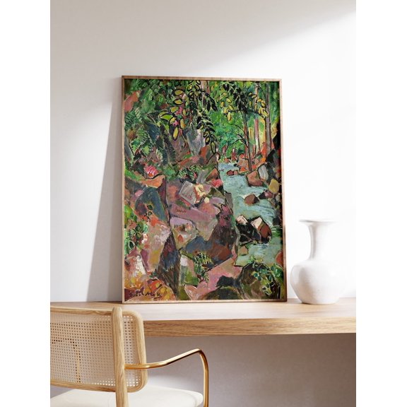 Oskar Moll Felsen am Bach Fauvist Expressionist Scenery Nature Wall Art, Unframed Canvas 8x10in