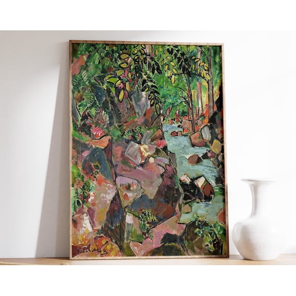 Oskar Moll Poster, Felsen Am Bach, Fauvist Print, Expressionist Art, Fashionable Decor, Floral Wall Art, Scenery & Nature, A1,A2,A2,A3 Wall Art, Modern Wall Decor, 12x18 UNFRAMED