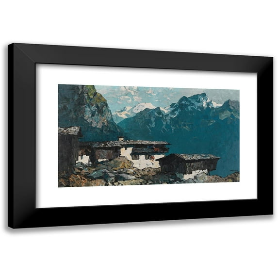 Oskar Mulley 18x12 Black Modern Framed Museum Art Print Titled - Mountain Farmhouse (Around 1934)