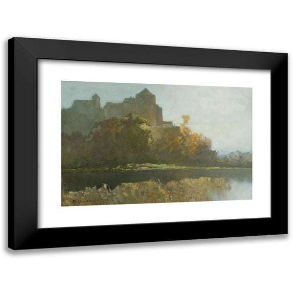 Oskar Mulley 18x13 Black Modern Framed Museum Art Print Titled - The Kufstein Fortress in Twilight (Early 1940s)