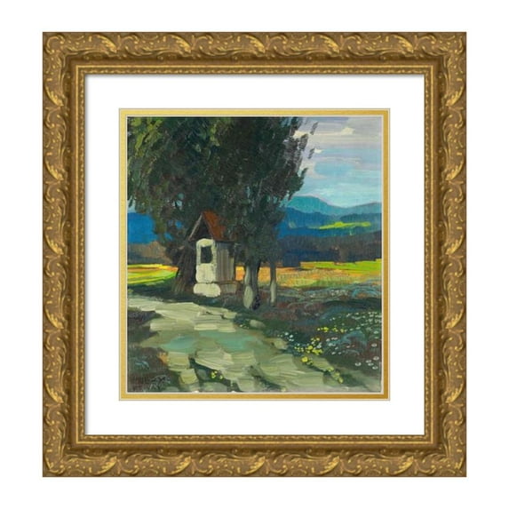 Oskar Mulley 20x21 Gold Ornate Framed and Double Matted Museum Art Print Titled - Marterl on the Side of the Path